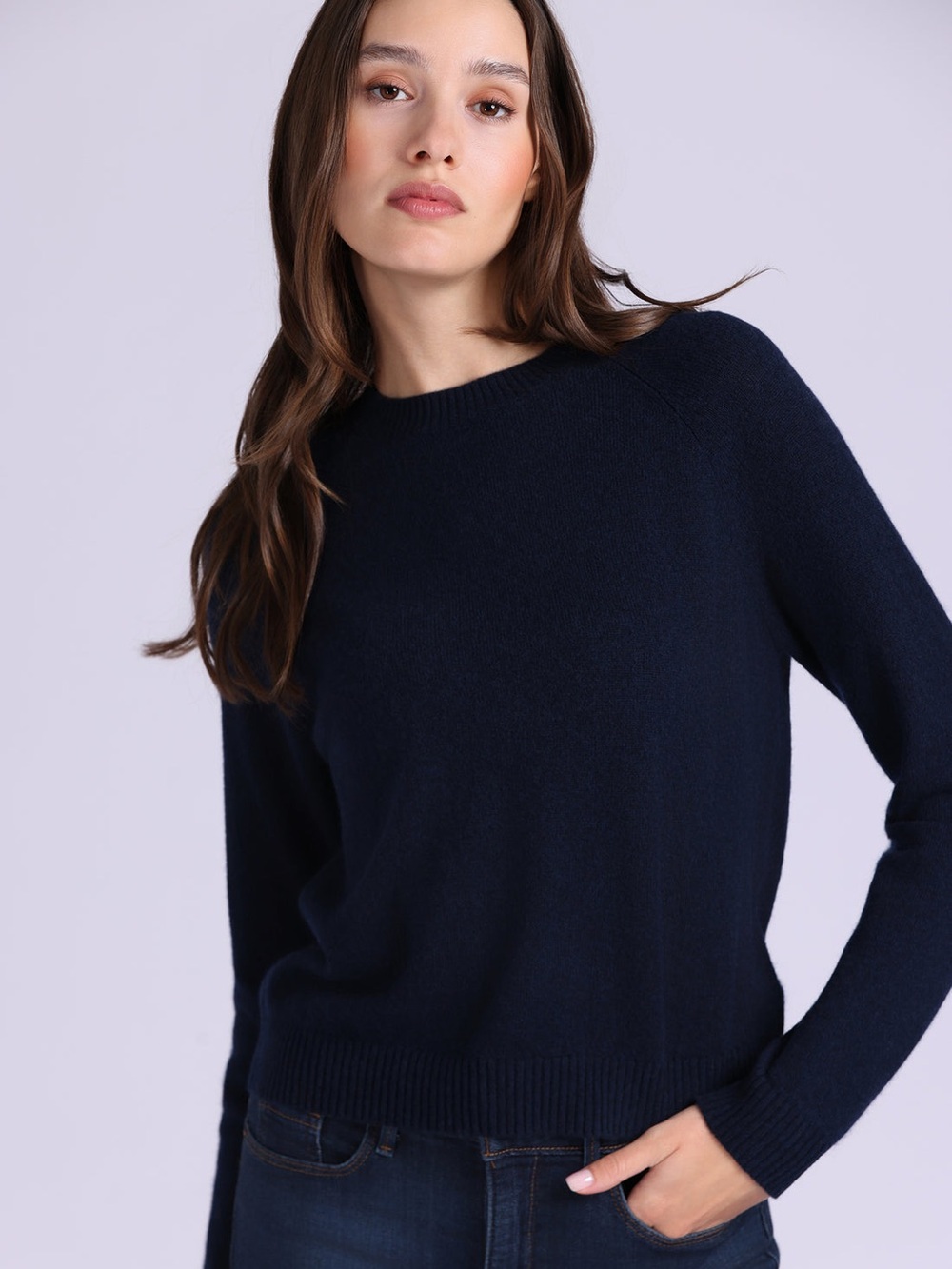 Minnie Rose Cashmere 9gg Long Sleeve Shrunken Crew